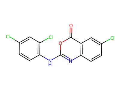 6-chloro-2-(2,4-dichloroanilino)-4H-3,1-benzoxazin-4-one structure