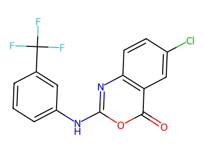 6-chloro-2-[3-(trifluoromethyl)anilino]-4H-3,1-benzoxazin-4-one structure