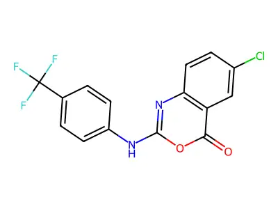 6-chloro-2-[4-(trifluoromethyl)anilino]-4H-3,1-benzoxazin-4-one structure