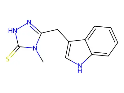 5-(1H-indol-3-ylmethyl)-4-methyl-4H-1,2,4-triazol-3-ylhydrosulfide structure