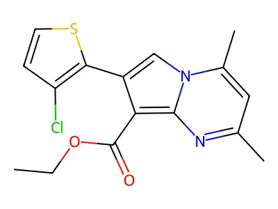 Ethyl 7-(3-chloro-2-thienyl)-2,4-dimethylpyrrolo[1,2-a]pyrimidine-8-carboxylate structure