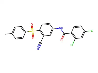 2,4-dichloro-N-{3-cyano-4-[(4-methylphenyl)sulfonyl]phenyl}benzenecarboxamide structure