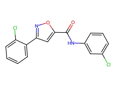 3-(2-chlorophenyl)-N-(3-chlorophenyl)-1,2-oxazole-5-carboxamide structure