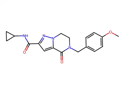 N-cyclopropyl-5-(4-methoxybenzyl)-4-oxo-4,5,6,7-tetrahydropyrazolo[1,5-a]pyrazine-2-carboxamide structure