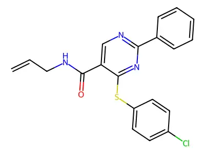 N-allyl-4-[(4-chlorophenyl)sulfanyl]-2-phenyl-5-pyrimidinecarboxamide structure