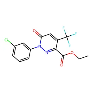 Ethyl 1-(3-chlorophenyl)-6-oxo-4-(trifluoromethyl)pyridazine-3-carboxylate structure