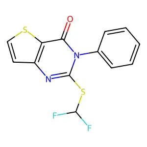 2-[(difluoromethyl)sulfanyl]-3-phenylthieno[3,2-d]pyrimidin-4(3H)-one structure