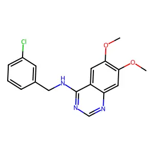 N-[(3-chlorophenyl)methyl]-6,7-dimethoxyquinazolin-4-amine structure