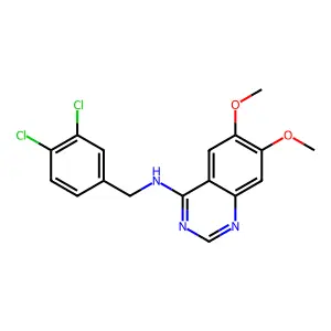 N-[(3,4-dichlorophenyl)methyl]-6,7-dimethoxyquinazolin-4-amine structure