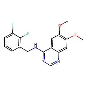 N-[(2,3-difluorophenyl)methyl]-6,7-dimethoxyquinazolin-4-amine structure