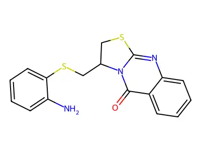 3-{[(2-aminophenyl)sulfanyl]methyl}-2,3-dihydro-5H-[1,3]thiazolo[2,3-b]quinazolin-5-one structure