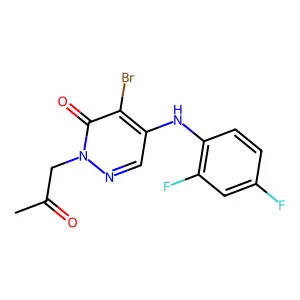 4-bromo-5-(2,4-difluoroanilino)-2-(2-oxopropyl)-3(2H)-pyridazinone structure