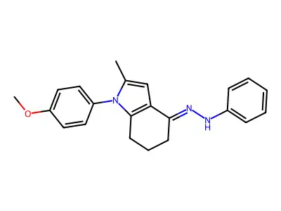 N-[[1-(4-methoxyphenyl)-2-methyl-6,7-dihydro-5H-indol-4-ylidene]amino]aniline structure