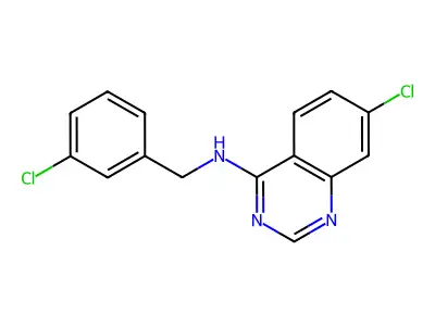 7-chloro-N-[(3-chlorophenyl)methyl]quinazolin-4-amine structure