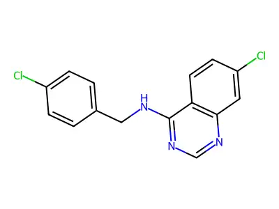 7-chloro-N-[(4-chlorophenyl)methyl]quinazolin-4-amine structure