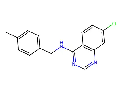 7-chloro-N-[(4-methylphenyl)methyl]quinazolin-4-amine structure