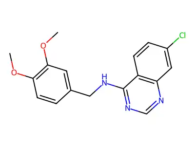 7-chloro-N-[(3,4-dimethoxyphenyl)methyl]quinazolin-4-amine structure