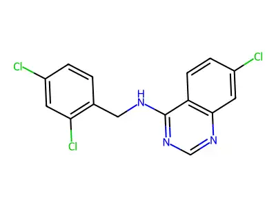7-chloro-N-[(2,4-dichlorophenyl)methyl]quinazolin-4-amine structure