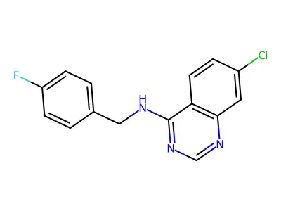 7-chloro-N-[(4-fluorophenyl)methyl]quinazolin-4-amine structure