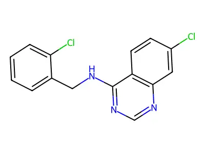 7-chloro-N-[(2-chlorophenyl)methyl]quinazolin-4-amine structure