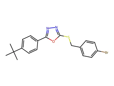 2-[(4-Bromobenzyl)sulfanyl]-5-[4-(tert-butyl)phenyl]-1,3,4-oxadiazole structure