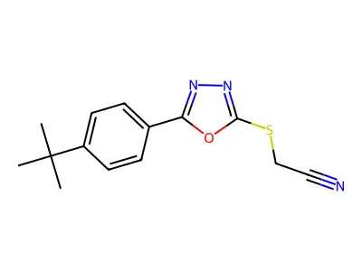 2-{[5-(4-Tert-butylphenyl)-1,3,4-oxadiazol-2-yl]sulfanyl}acetonitrile structure