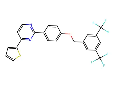 2-(4-{[3,5-Bis(trifluoromethyl)benzyl]oxy}phenyl)-4-(2-thienyl)pyrimidine structure