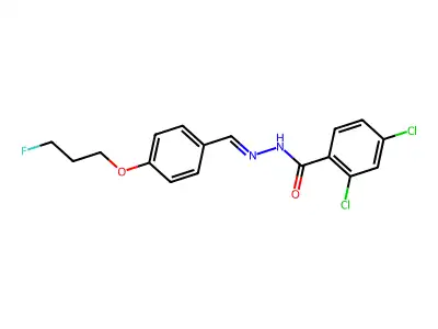 2,4-dichloro-N-[[4-(3-fluoropropoxy)phenyl]methylideneamino]benzamide structure
