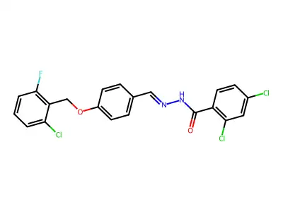 2,4-dichloro-N-[[4-[(2-chloro-6-fluoro-phenyl)methoxy]phenyl]methylideneamino]benzamide structure