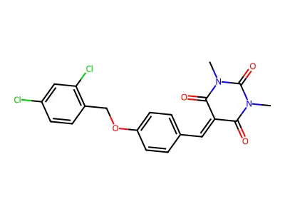 5-({4-[(2,4-dichlorophenyl)methoxy]phenyl}methylidene)-1,3-dimethyl-1,3-diazinane-2,4,6-trione structure
