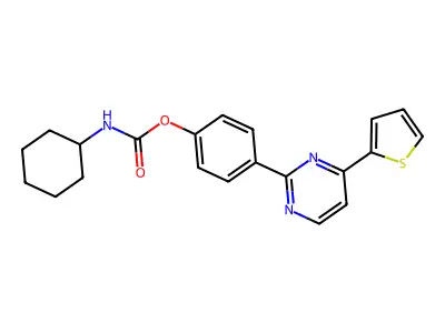 4-[4-(2-thienyl)-2-pyrimidinyl]phenyl N-cyclohexylcarbamate structure
