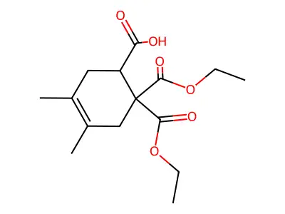 6,6-Bis(ethoxycarbonyl)-3,4-dimethyl-3-cyclohexene-1-carboxylic acid structure