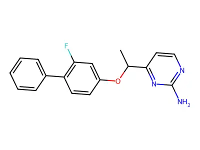 4-{1-[(2-Fluoro[1,1'-biphenyl]-4-yl)oxy]ethyl}-2-pyrimidinamine structure