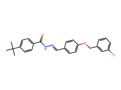 4-tert-butyl-N-[[4-[(3-chlorophenyl)methoxy]phenyl]methylideneamino]benzamide structure