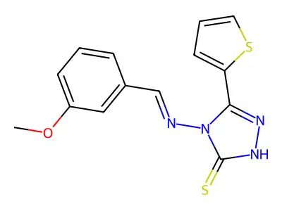 4-[(3-methoxyphenyl)methylideneamino]-3-thiophen-2-yl-1H-1,2,4-triazole-5-thione structure
