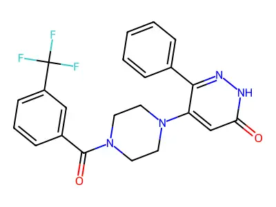 6-phenyl-5-{4-[3-(trifluoromethyl)benzoyl]piperazino}-3(2H)-pyridazinone structure