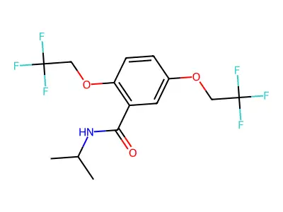 N-isopropyl-2,5-bis(2,2,2-trifluoroethoxy)benzenecarboxamide structure