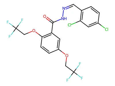 N-[(2,4-dichlorophenyl)methylideneamino]-2,5-bis(2,2,2-trifluoroethoxy)benzamide structure