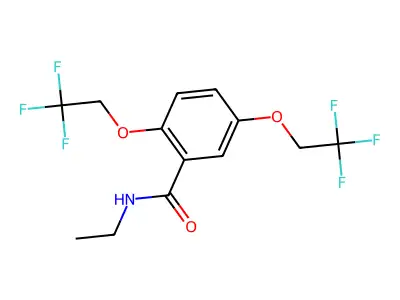 N-ethyl-2,5-bis(2,2,2-trifluoroethoxy)benzamide structure
