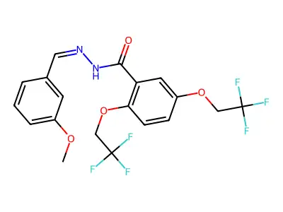 N-[(3-methoxyphenyl)methylideneamino]-2,5-bis(2,2,2-trifluoroethoxy)benzamide structure