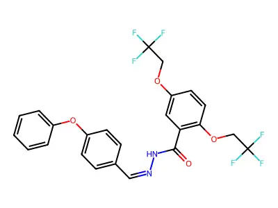 N-[(4-phenoxyphenyl)methylideneamino]-2,5-bis(2,2,2-trifluoroethoxy)benzamide structure