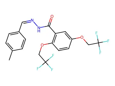 N-[(4-methylphenyl)methylideneamino]-2,5-bis(2,2,2-trifluoroethoxy)benzamide structure