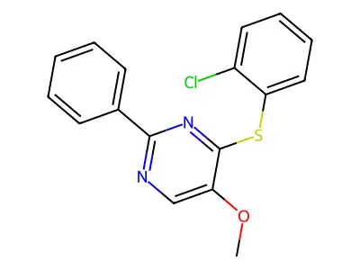 4-[(2-Chlorophenyl)sulfanyl]-2-phenyl-5-pyrimidinyl methyl ether structure