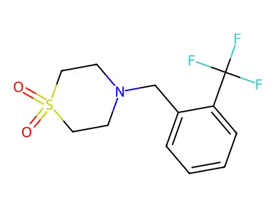 4-[2-(Trifluoromethyl)benzyl]-1lambda~6~,4-thiazinane-1,1-dione structure