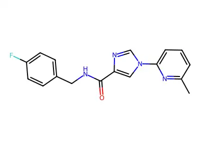 N-(4-fluorobenzyl)-1-(6-methyl-2-pyridinyl)-1H-imidazole-4-carboxamide structure