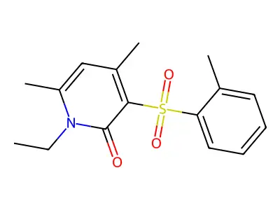 1-ethyl-4,6-dimethyl-3-[(2-methylphenyl)sulfonyl]-2(1H)-pyridinone structure