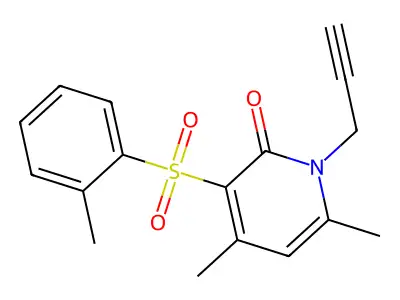 4,6-dimethyl-3-[(2-methylphenyl)sulfonyl]-1-(2-propynyl)-2(1H)-pyridinone structure