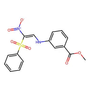 Methyl 3-{[2-nitro-2-(phenylsulfonyl)vinyl]amino}benzenecarboxylate structure
