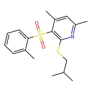 2-(Isobutylsulfanyl)-4,6-dimethyl-3-[(2-methylphenyl)sulfonyl]pyridine structure