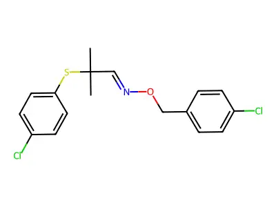N-[(4-chlorophenyl)methoxy]-2-(4-chlorophenyl)sulfanyl-2-methylpropan-1-imine structure